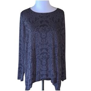 Habitat Long Sleeved Top Size XS Grey Brocade